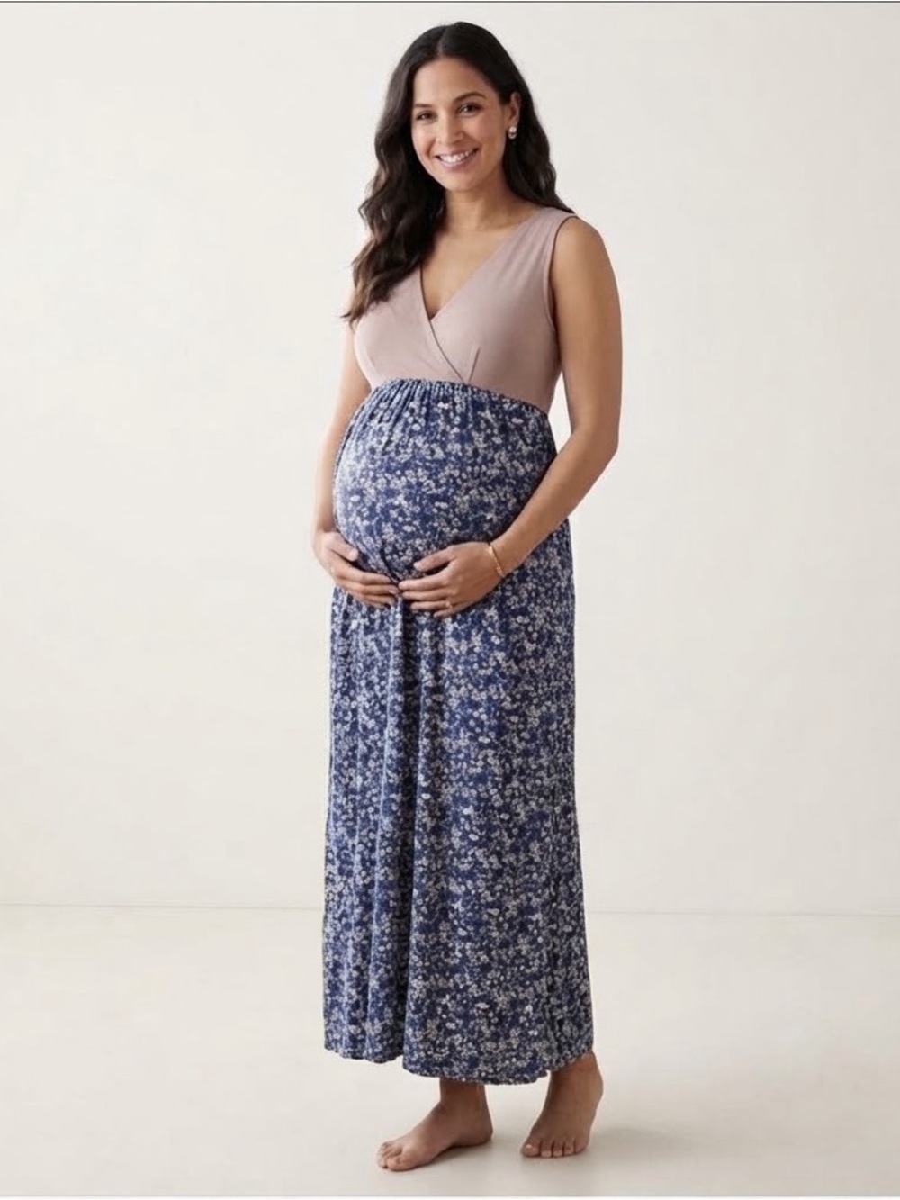 Seraphine Sz 8 Floral Blue Maternity Nursing Cottagecore Maxi Dress